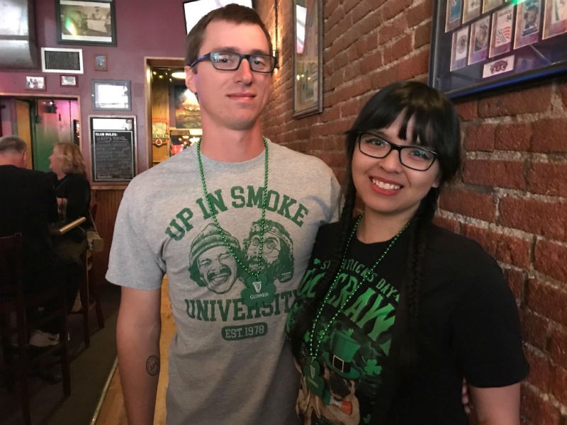 Kevin (L) and Spencer helped us celebrate St. Paddy's Day, Boulder-stlye