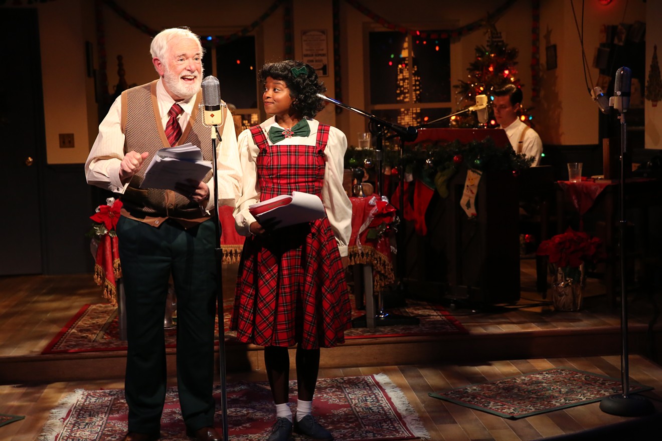 Kevin Cooney and Jackera Davis in Stages' production of Miracle on 34th Street: A Live Musical Radio Play.