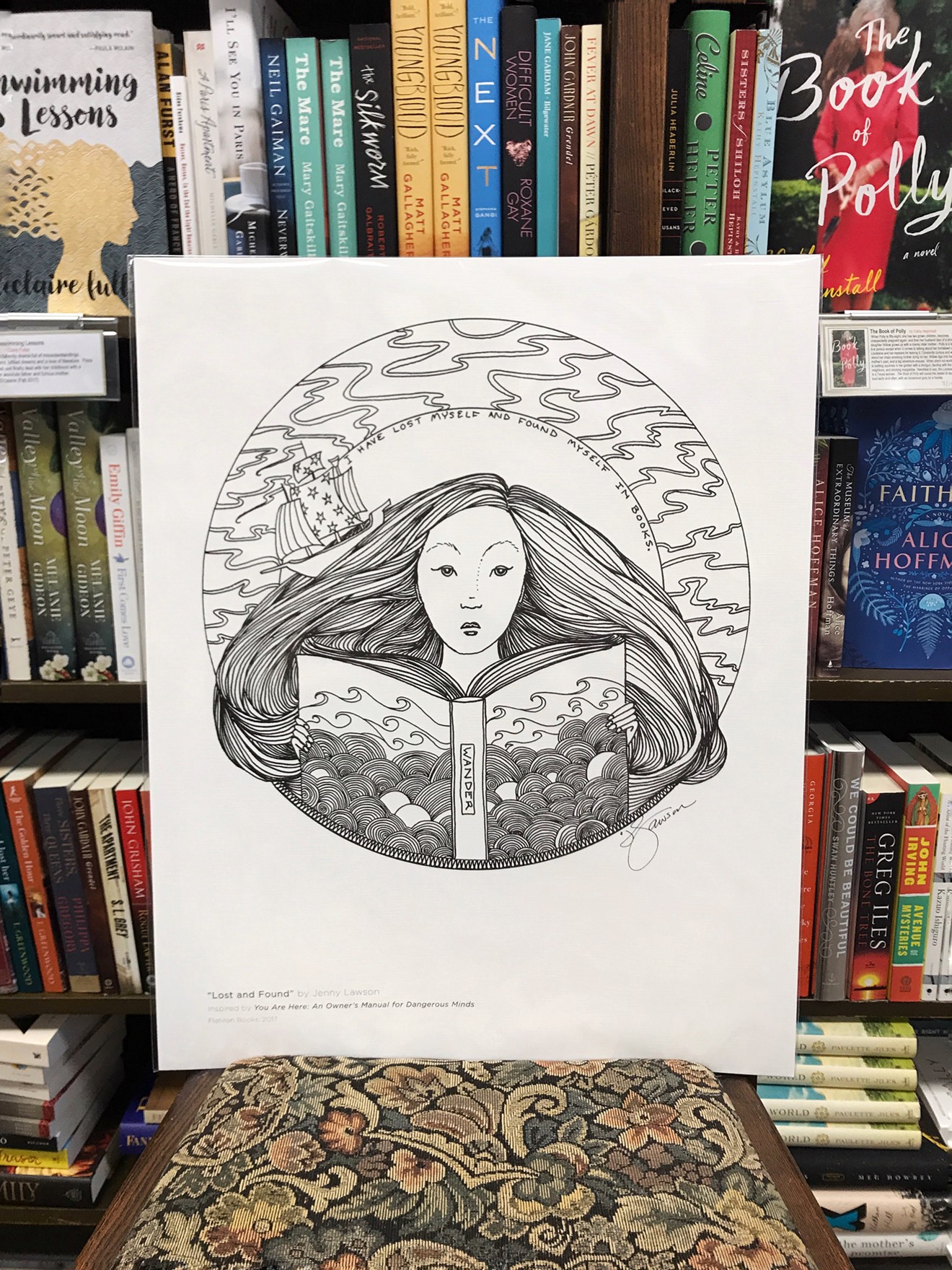 "Lost and Found," a signed, original print by Jenny Lawson, will be available, in-store only, at Blue Willow Bookshop.