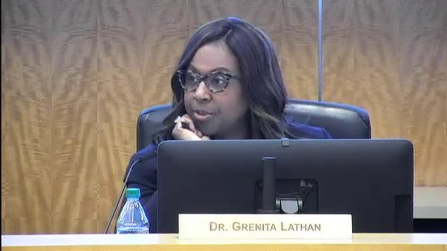 Interim Superintendent Grenita Lathan continues as the HISD school board carries on.