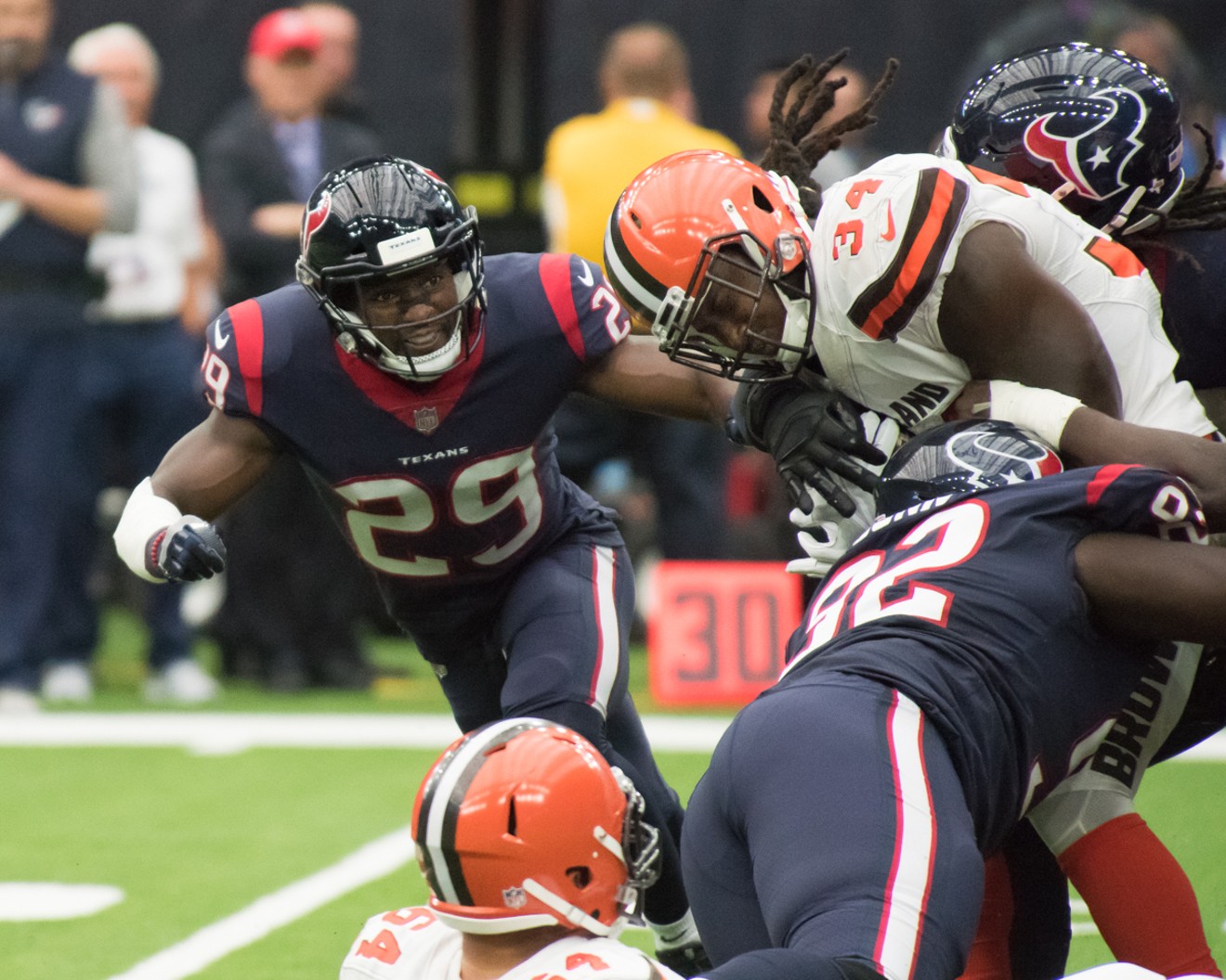 Houston Texans safety Andre Hal (29) is now in a much different battle than he's been in on Sundays.