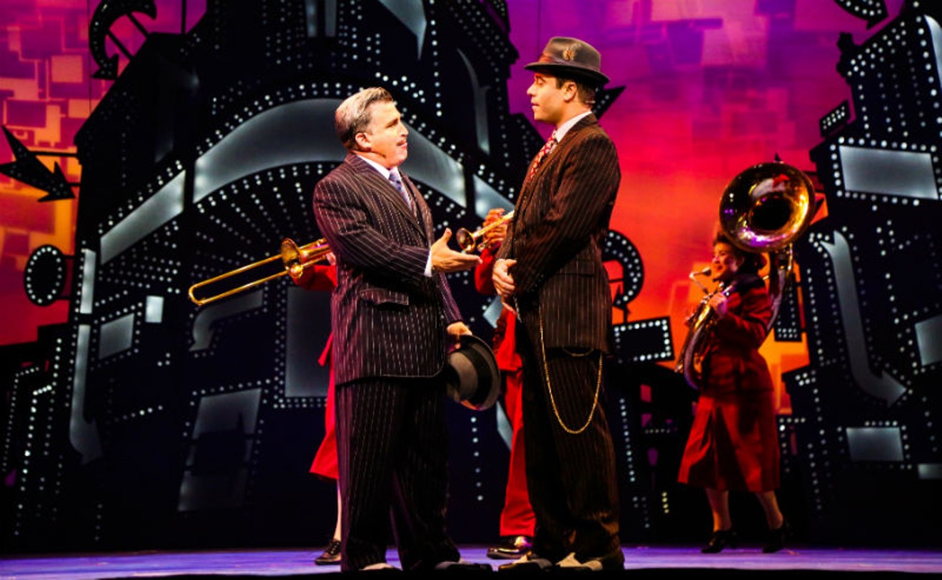 Carlos Lopez as Nathan Detroit and Omar Lopez-Cepero as Sky Masterson in Guys and Dolls.