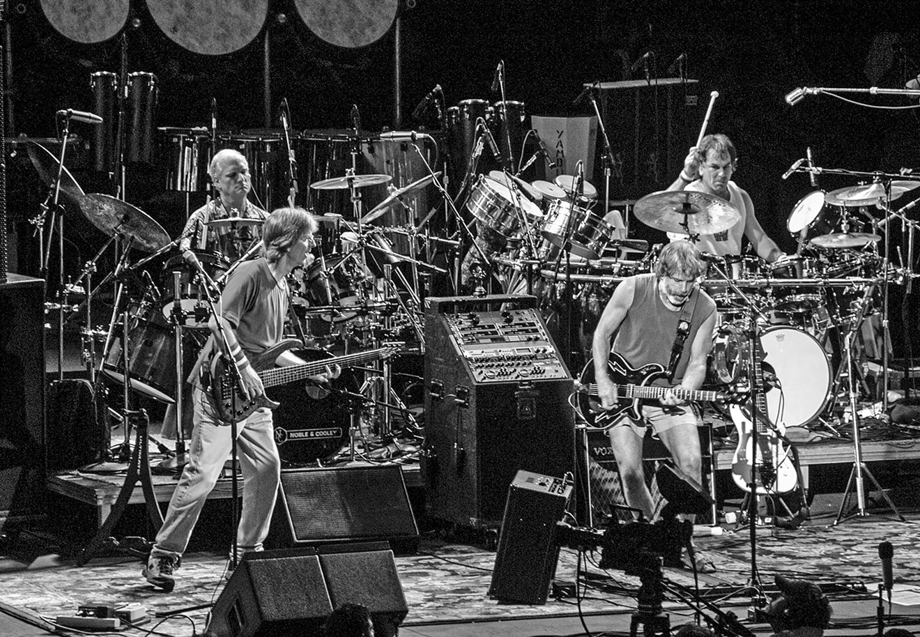 The "Core Four" back together -seemingly in harmony - at Alpine Valley in 2002 (l to r): Bill Kreutzmann, Phil Lesh, Bob Weir, and Mickey Hart.