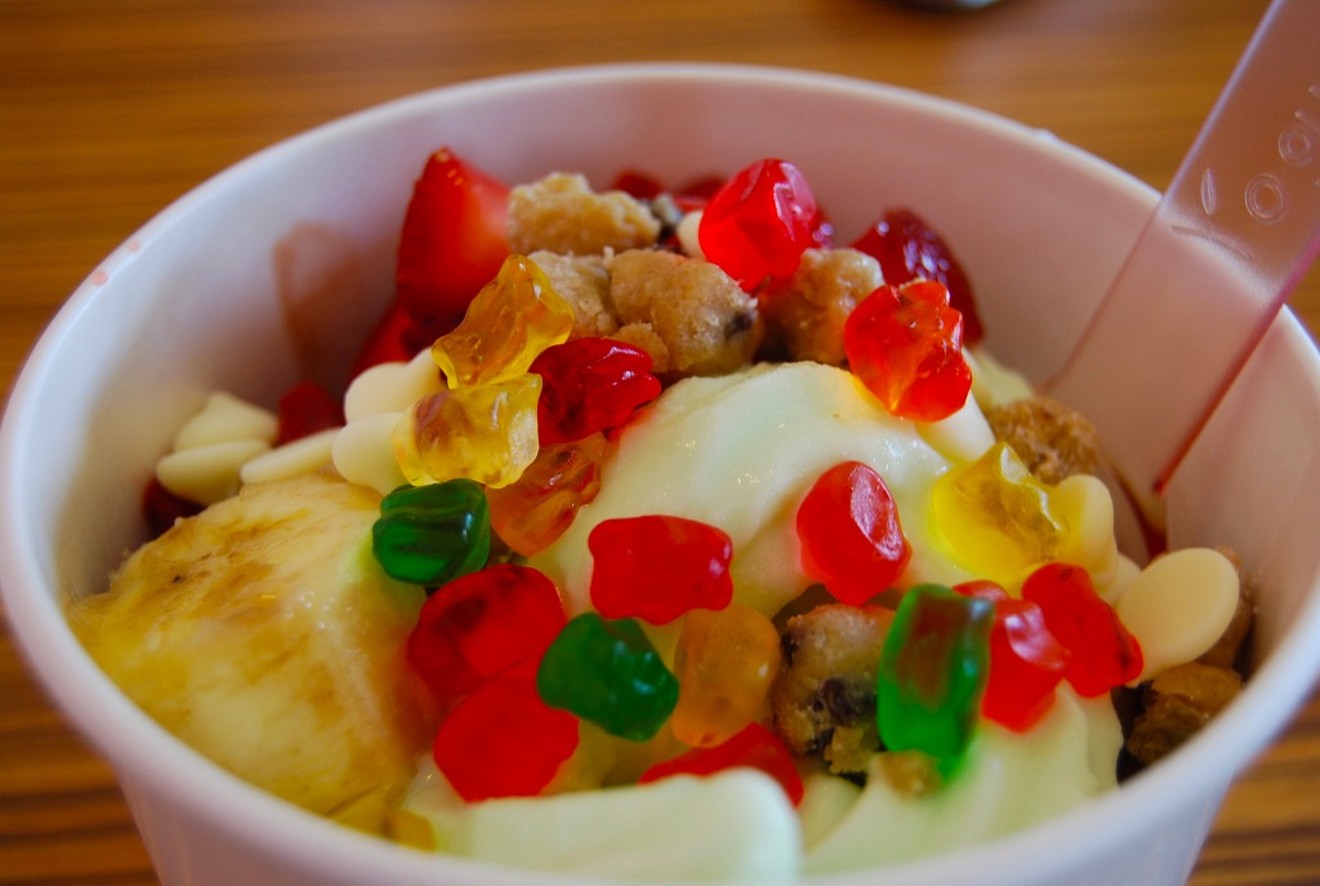 Froyo with obligatory gummy topping.