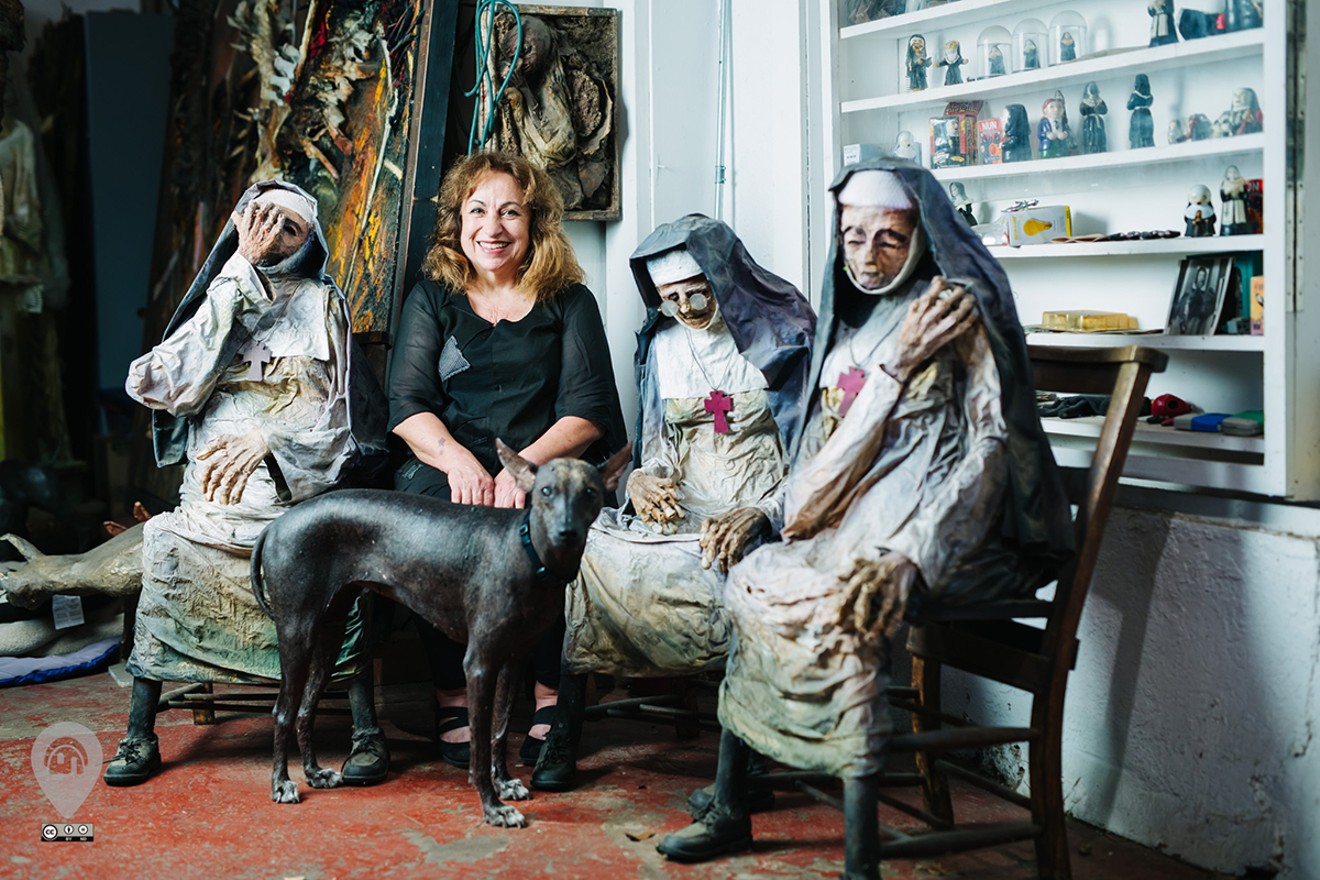 Skulls, bones and artistic mummies are in abundance at Sharon Kopriva's art studio, one of the stops on the second annual Houston Weird Homes Tour.