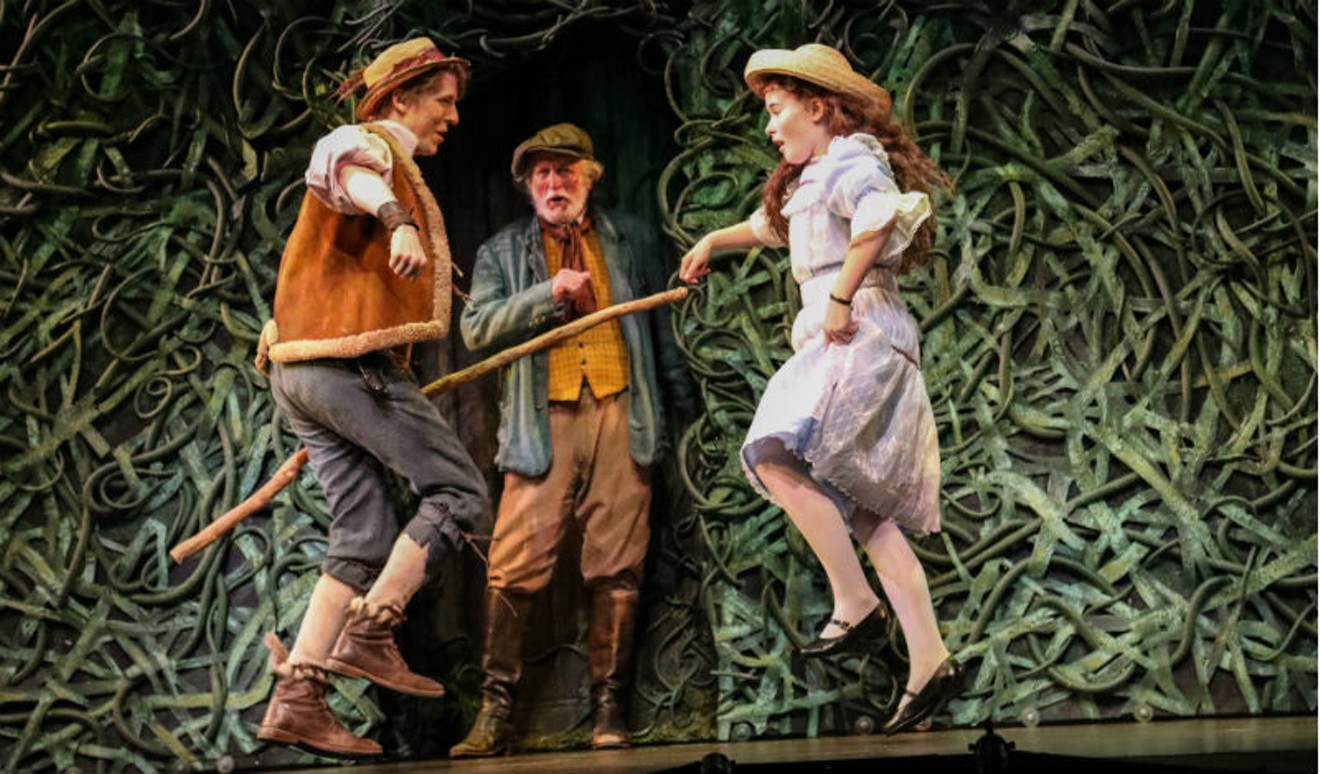 Charlie Franklin as Dickon, Sean G. Griffin as Ben Weatherstaff and Bea Corley as Mary Lennox in The Secret Garden.