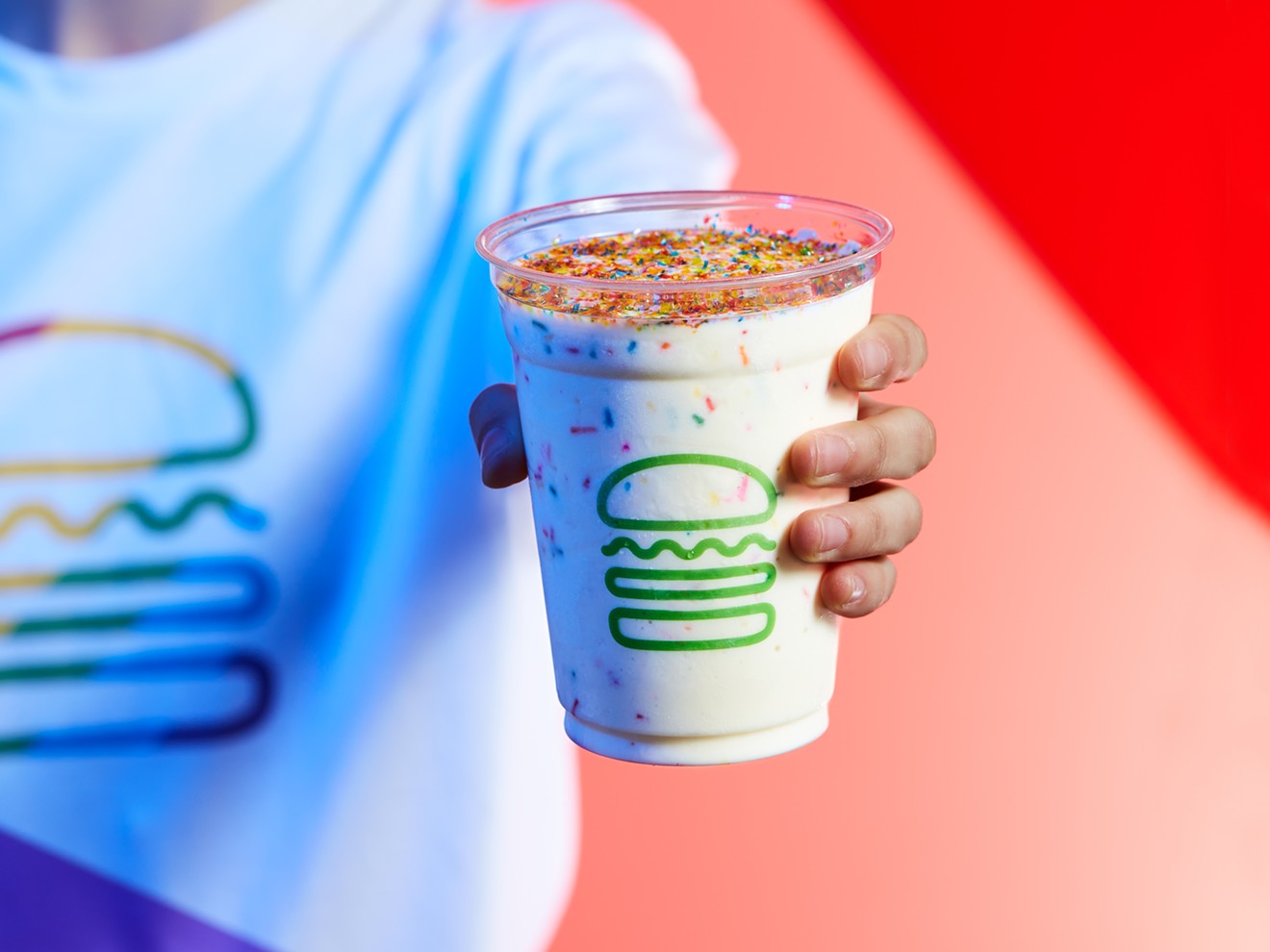 Taste the Pride Shake, a cake batter shake topped with rainbow glitter sprinkles, throughout the month of June.