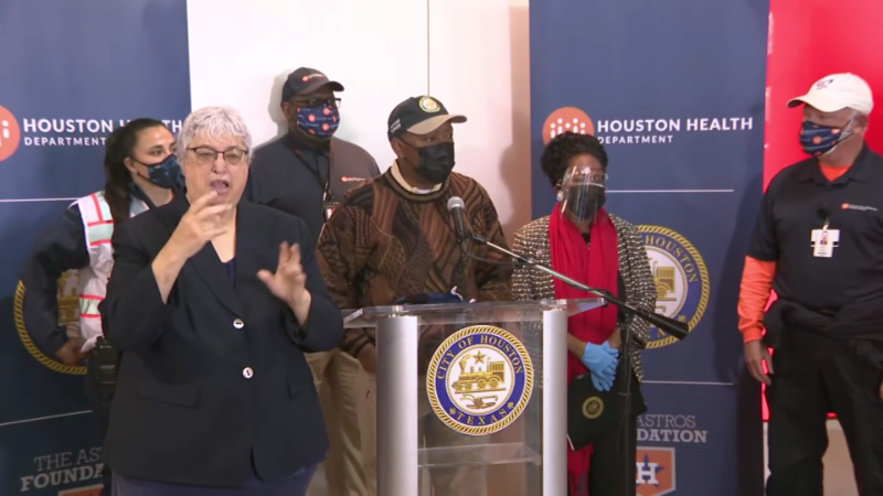 Houston Mayor Sylvester Turner apologized for long lines and appointment confirmation issues at the city's Minute Maid Park vaccine clinic this weekend.