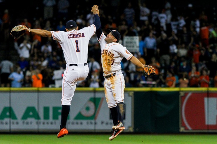Jose Altuve (right) was the best player on the best team in Major League Baseball. - PHOTO BY MARCO TORRES