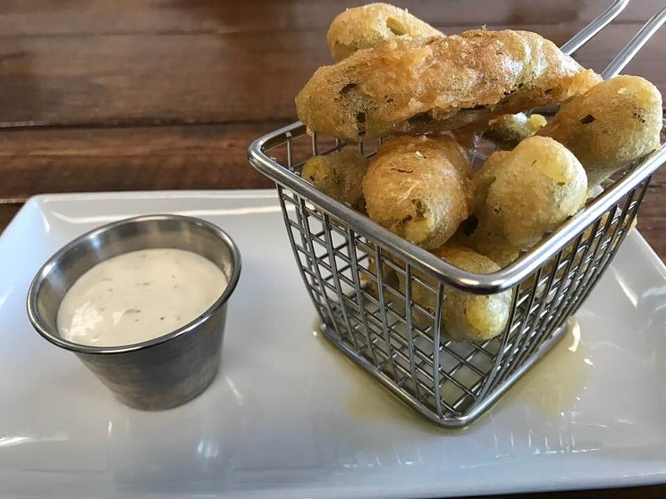 Fried pickled okra with homemade ranch. - PHOTO BY JENNIFER FULLER