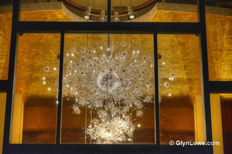 The mid-century Austrian crystal chandeliers at the Lincoln Center for the Performing Arts, made by J. & L. Lobmeyr and given to the Metropolitan Opera, served as inspiration for Josiah McElheny's Island Universe. - PHOTO BY WWW.GLYNLOWE.COM VIA CC