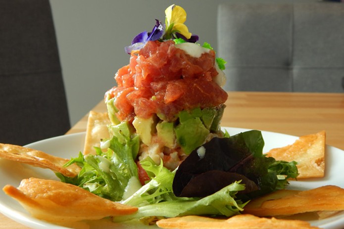 The tuna tower at Blue Onyx Bistro. - PHOTO COURTESY OF THE EPICUREAN PUBLICIST