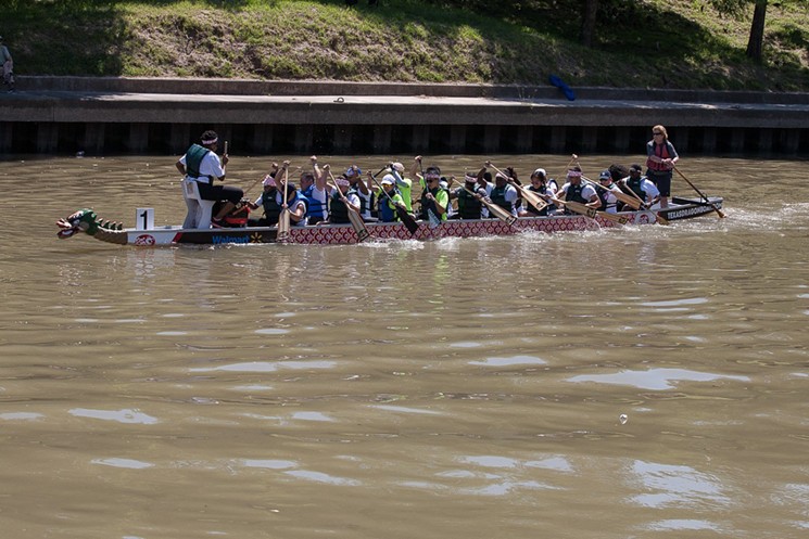 The Texas Dragon Boat Association maintains a fleet of ten boats and supplies all the boating, paddles, life jackets and staffing. - PHOTO BY ERIC SAUCEDA