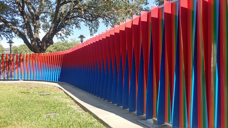 Carlos Cruz-Diez's "‘Double Physichromie" appears to change shape and color as viewers change their perspective. This summer it moves to its new home within the University of Houston campus. - PHOTO COURTESY OF PUBLIC ART OF THE UNIVERSITY OF HOUSTON SYSTEM