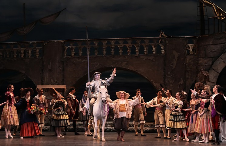 Dutchess the horse is ready for her encore performance when Houston Ballet brings Don Quixote to Miller Outdoor Theatre. Shown: artists of Houston Ballet in Don Quixote. - PHOTO BY AMITAVA SARKAR