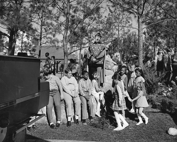 Chris Daigle's father took this photo of television personality Soupy Sales filming a special with puppets and children in Alpine Valley in 1968, shortly after the park opened. - PHOTO BY DON DAIGLE