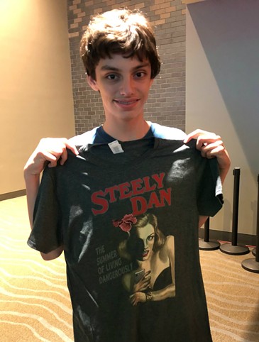 Sorry, no mini-review by Vincent Ruggiero, aka "The Classic Rock Kid" this time. He got home WAY too late on a school night to make the deadline. But - just like in the lyrics to "Show Biz Kids" - he got the Steely Dan T-shirt! - PHOTO BY BOB RUGGIERO