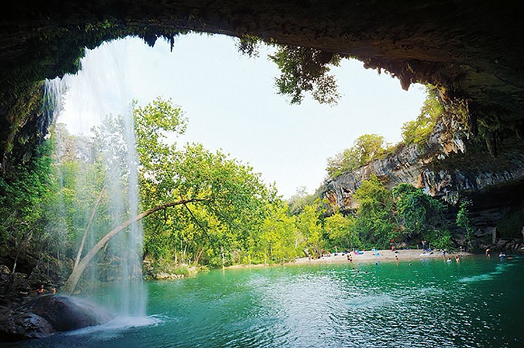 Lovely to look at, but the Hamilton Pool Preserve in Dripping Springs is currently closed due to high bacteria levels. Check with the parks department for updates before heading out. View more parks on the mend at the end of this list. - PHOTO BY CAROLYN TRACY, FROM THE SWIMMING HOLES OF TEXAS BY CAROLYN TRACY AND JULIE WERNERSBACH