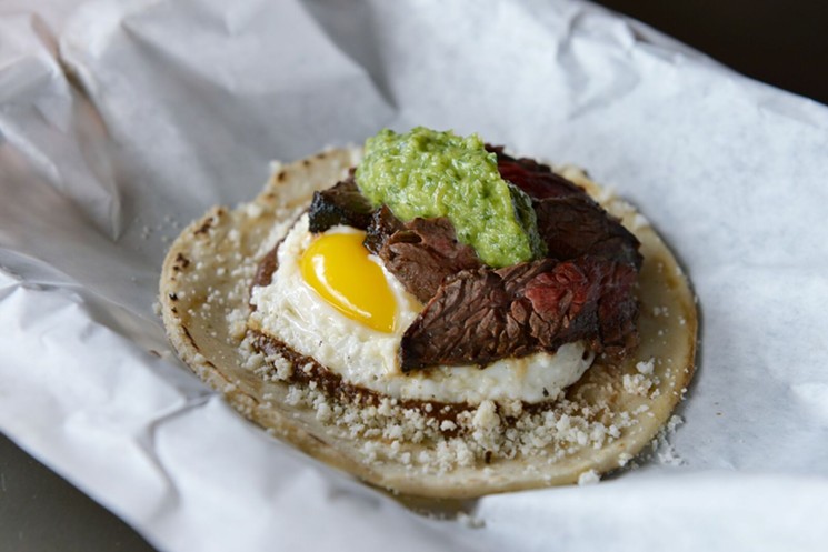 Wake up with a steak and egg taco. - PHOTO BY DRAGANA HARRIS