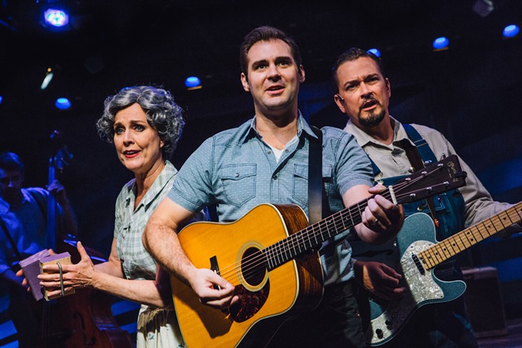Marcy McGuigan, Ben Hope and Eric Scott Anthony in Stages Repertory Theatre’s production of Ring of Fire: The Music of Johnny Cash. - PHOTO BY OS GALINDO