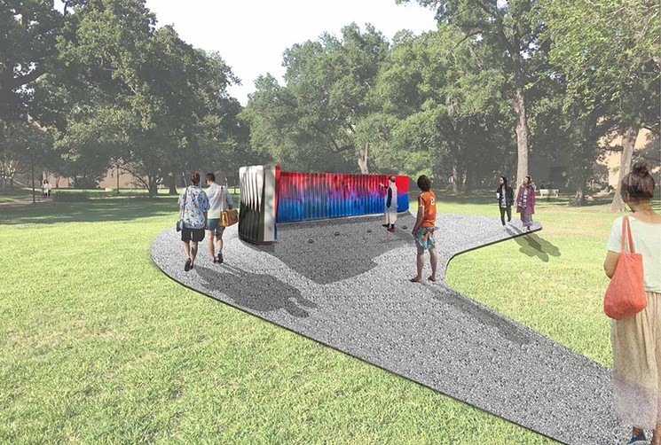 Carlos Cruz-Diez's “Double Physichromie" is a serpentine-like sculpture that first debuted in 2009. It has been moved to a more central location and landscaping will be completed before its official unveiling in October. - RENDERING COURTESY OF PUBLIC ART OF THE UNIVERSITY OF HOUSTON SYSTEM