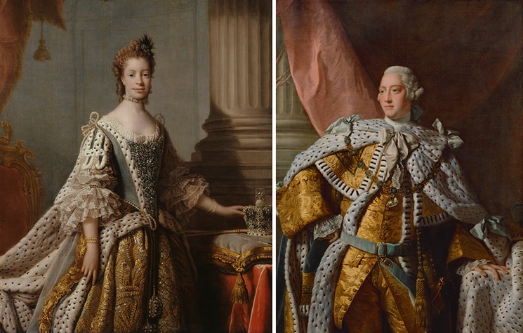 Not all kings and queens actually liked each other, leading to exile or beheadings, but theirs was a love match. (L) After Allan Ramsay, Sophia Charlotte of Mecklenburg-Strelitz, 1761–62 and (R) After Allan Ramsay, King George III, 1761–62. - © PHOTOS BY NATIONAL PORTRAIT GALLERY, LONDON, COURTESY OF MUSEUM OF FINE ARTS, HOUSTON