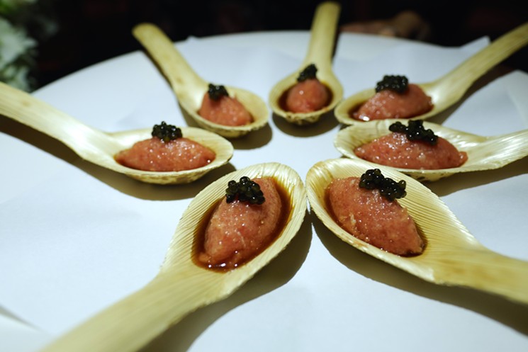 Toro tartare topped with caviar, a Nobu signature. - PHOTO BY MAI PHAM
