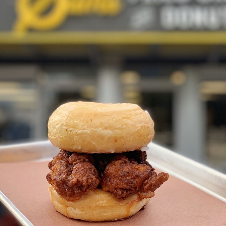 Fried chicken between two donuts is a real thing. - PHOTO BY LISA GOCHMAN