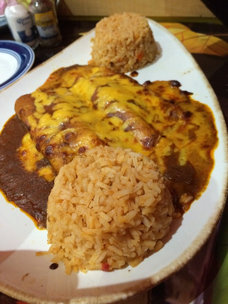 Cheese enchiladas with double rice for the daughter. - PHOTO BY LORRETTA RUGGIERO