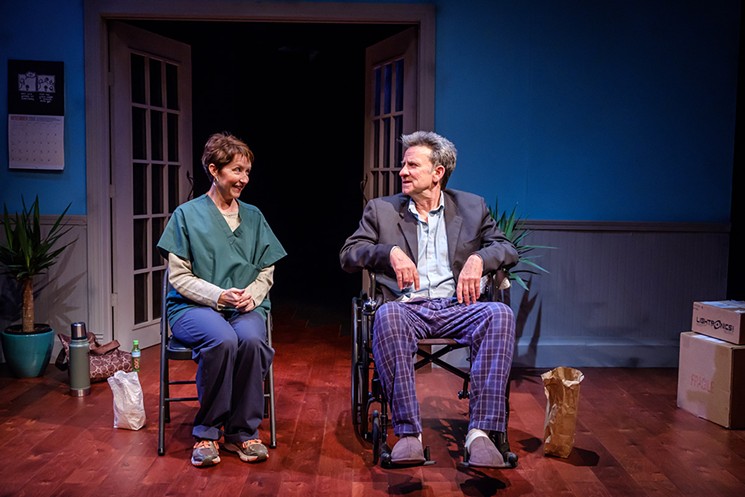 Rebecca Robinson and Hyde Park Theatre Artistic Director Ken Webster star in Will Eno's Wakey, Wakey, about life, death and the need for human expression. - PHOTO BY BRET BROOKSHIRE