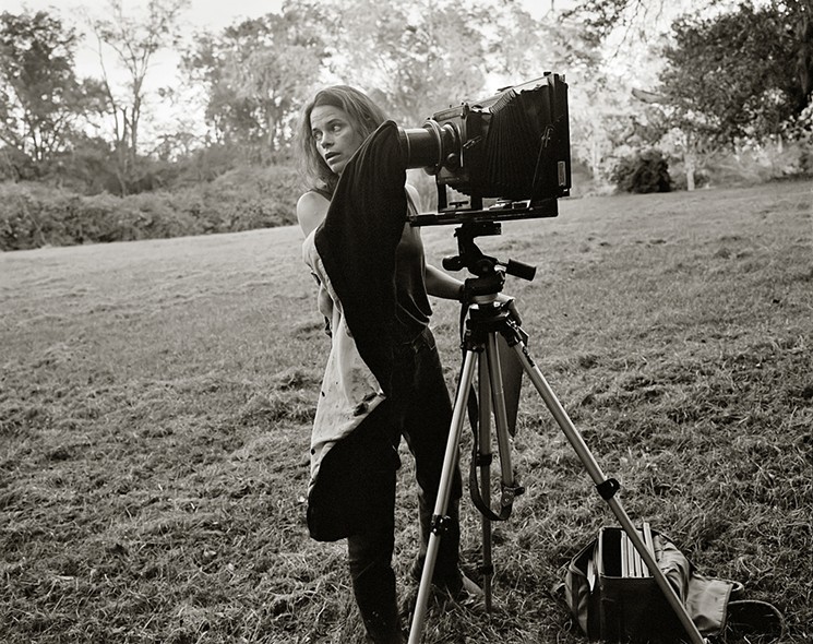 "Sally Mann: A Thousand Crossings" is an internationally traveling exhibition that investigates the photographer's relationship with her native Virginia. Shown: Sally with Camera, c. 1998. - PHOTO BY R. KIM RUSHING