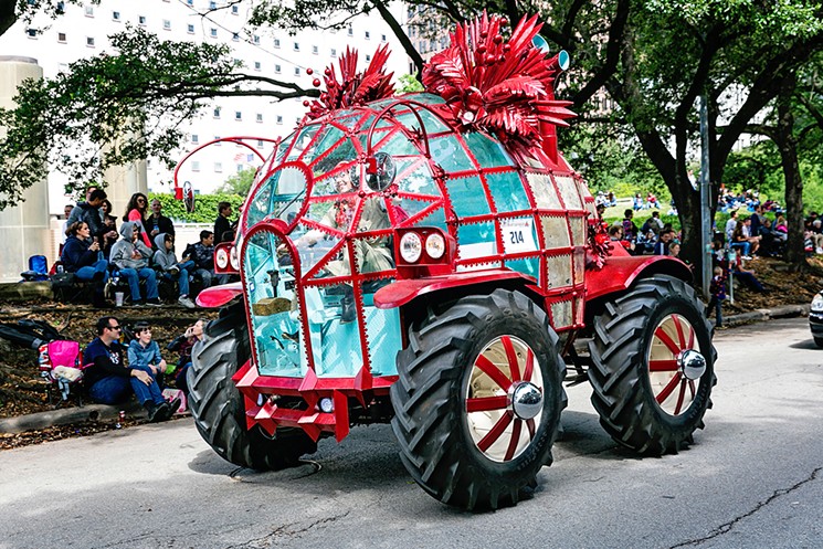 Rosebud was one of the entries last year. The 32nd Annual Houston Art Car Parade Weekend returns April 11-14. - PHOTO BY EMILY JASCHKE