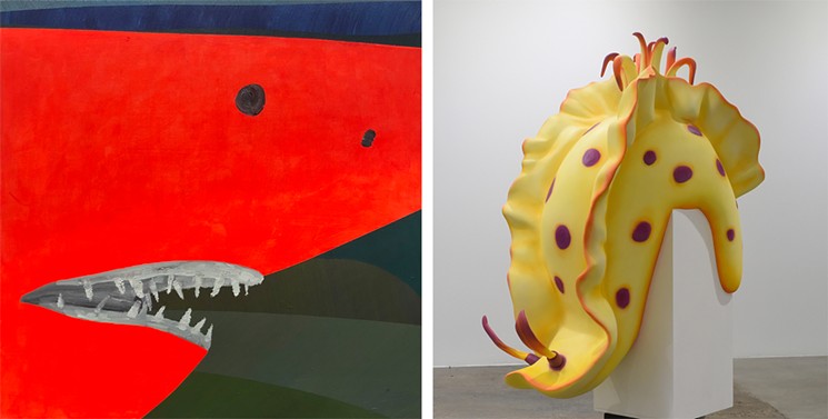 (L) Gao Hang, "Surface or Skin" and (R) Suzette Mouchaty, "Nudies in the Cube," on view June 14-July 27 at Anya Tish Gallery. - PHOTOS BY ANYA TISH GALLERY