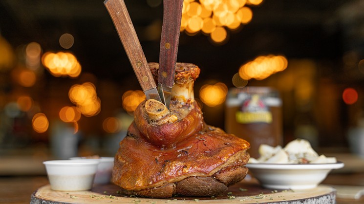 Behold, the 2.5 pound pork shank at King's BierHaus! - PHOTO BY PHILIP SITTER