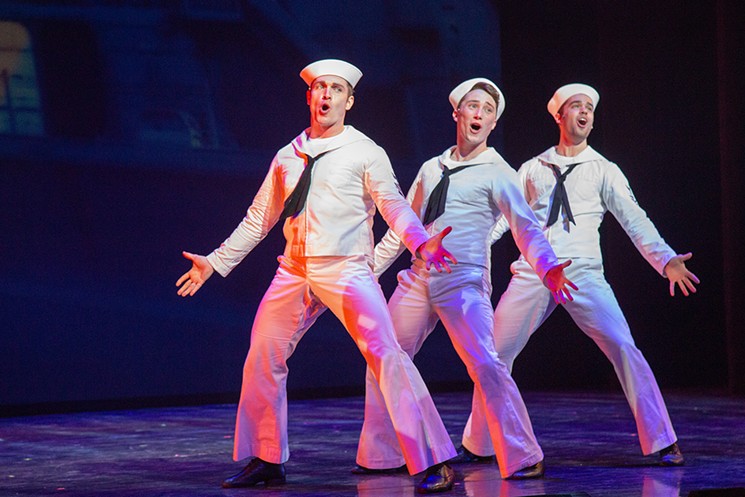 Tyler Hanes, Jordan Beall and Connor McRory in the TUTS production of Jerome Robbins’ Broadway. - PHOTO BY ERICK VELAZQUEZ