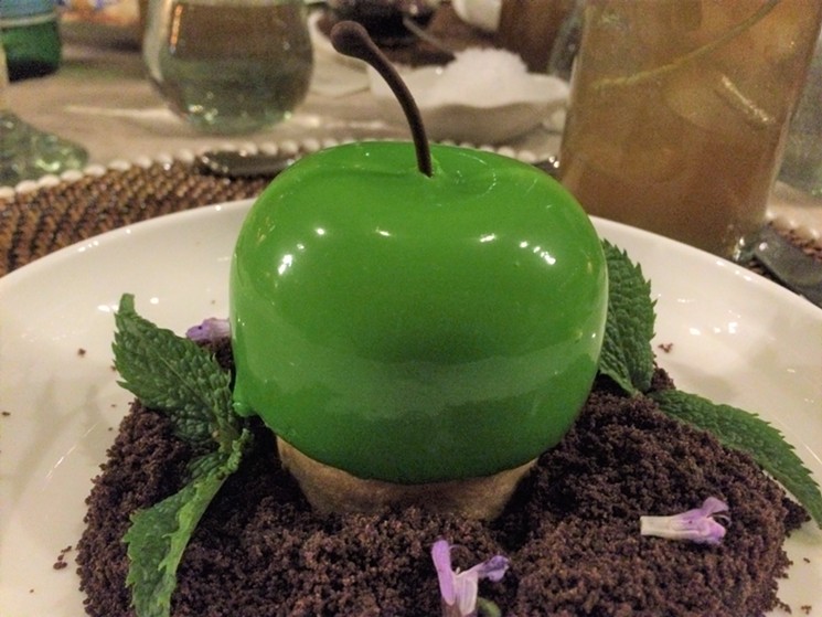 Rakesh Nayak's apple dessert delivers the wow factor, plus indulgent flavors. - PHOTO BY LORRETTA RUGGIERO