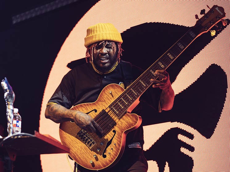 Donning a massive six-string bass, Thundercat and his trio enchanted the early Revention crowd with his unique brand of jazz fusion. - PHOTO BY CONNOR FIELDS