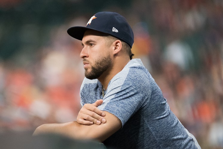 George Springer needs to be playing in games, not watching them. - PHOTO BY JACK GORMAN