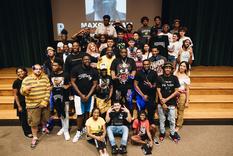 The audience snaps a picture with Maxo Kream after his Q&A section - PHOTO BY FRED AGHO COURTESY OF READING WITH A RAPPER
