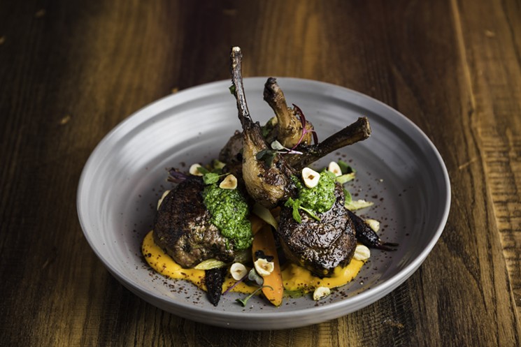Australian lamb chops are beautifully presented at Warehouse 72. - PHOTO BY ADRIAN VERDE
