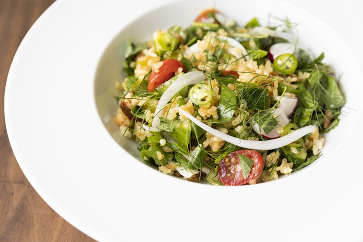 The Crispy Rice Salad at UB Preserv is vegetarian and delicious. - PHOTO BY JULIE SOEFER