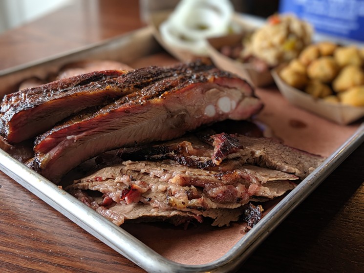 Brisket and spare ribs from Gabby's BBQ - PHOTO BY CARLOS BRANDON