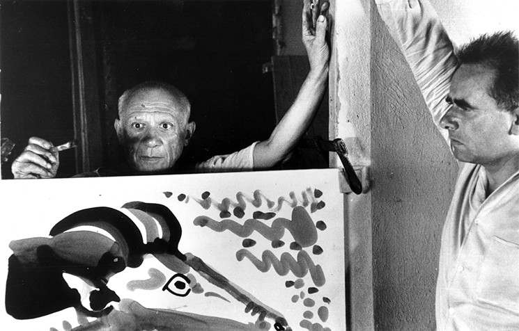 Picasso created 20 paintings on camera; they were destroyed upon completion of the film. - CINEMATOGRAPHY BY CLAUDE RENOIR; FILM STILL COURTESY OF MILESTONE FILMS