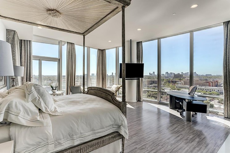 A view of the bedroom at 2727 Kirby Drive, 11K, listed Carlo Chiocchio with Martha Turner Sotheby's International Realty. - PHOTO BY TK IMAGES