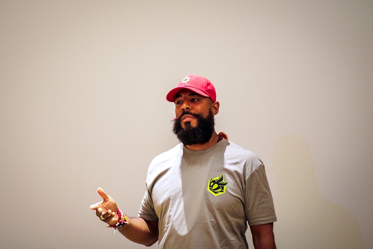 DJ Big Reeks hosted and moderated the #TobeNwigweAtMFAH lecture. - PHOTO BY MARCO TORRES