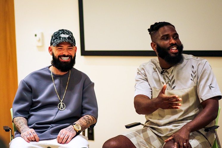 Paul Wall and Tobe Nwigwe at the #TobeNwigweAtMFAH lecture. - PHOTO BY MARCO TORRES