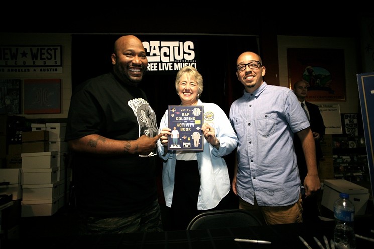 Bun B, Annise Parker and Serrano at Cactus Music in 2013 - PHOTO BY MARCO TORRES