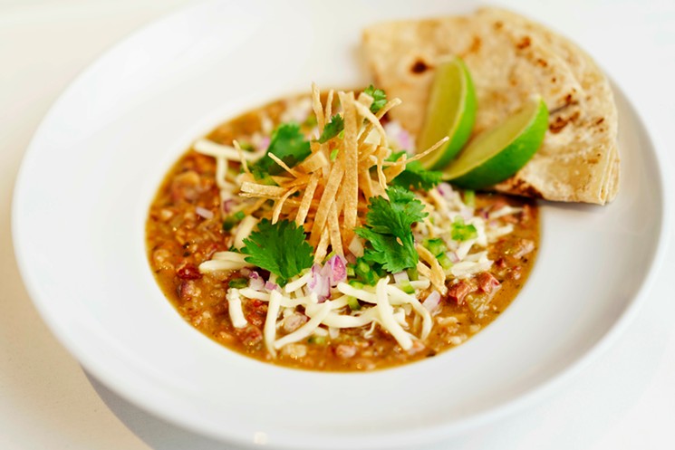 Perry's  has a  bowl of white bean pork chili to  warm you up. - PHOTO BY CHAN DO