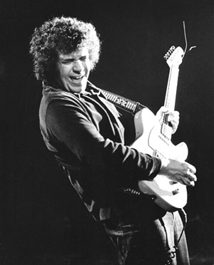 Michael Bloomfield solos in February, 1973 at the Winterland Ballroom. - PHOTO BY JONATHAN PERRY/COURTESY OF UNIVERSITY OF TEXAS PRESS