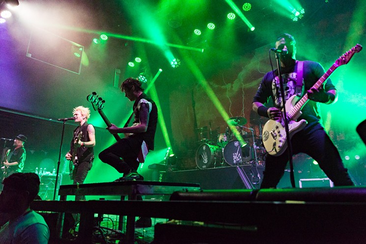Deryck Whibley (left), Jason "Cone" McClasin (middle), and Dave Baksh (right) of Sum 41. - PHOTO BY JENNIFER LAKE